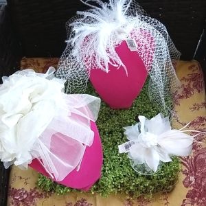 GET MARRIED🥂 White Tulle Nordstrom's Bride VEIL HEADBAND Bootinere 3 pc Set NWT